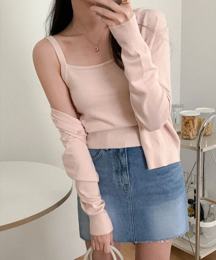 【SET】キャミソール カーディガン(5color) PINK