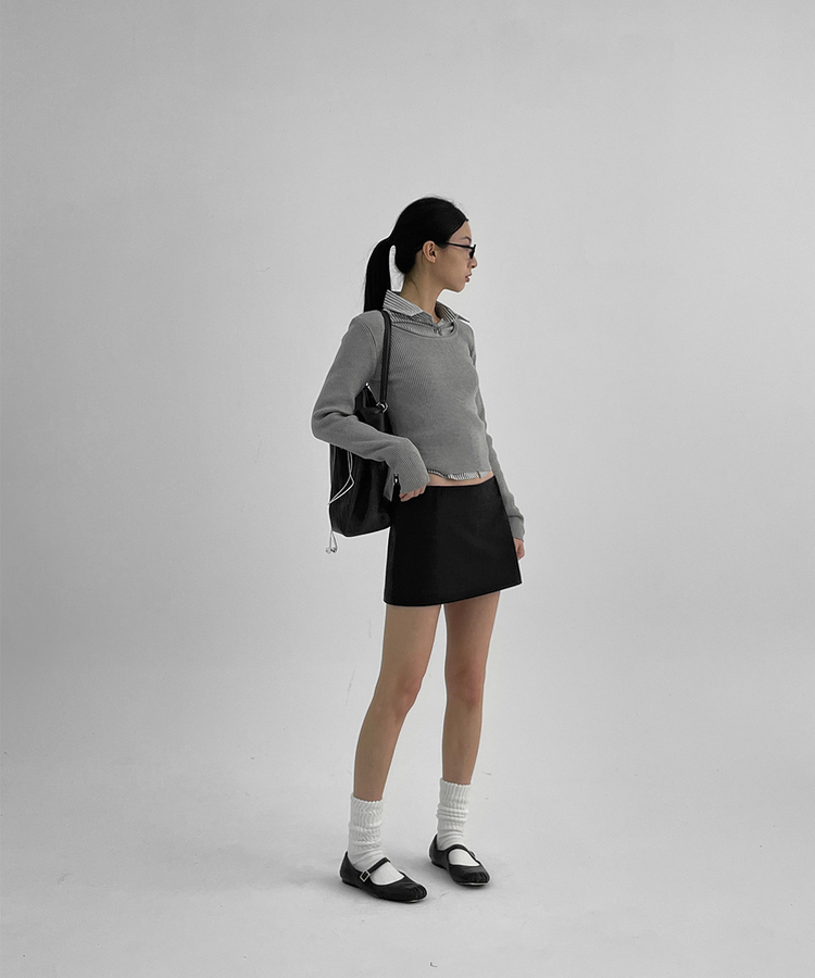 ローウエストミニスカートパンツ BLACK