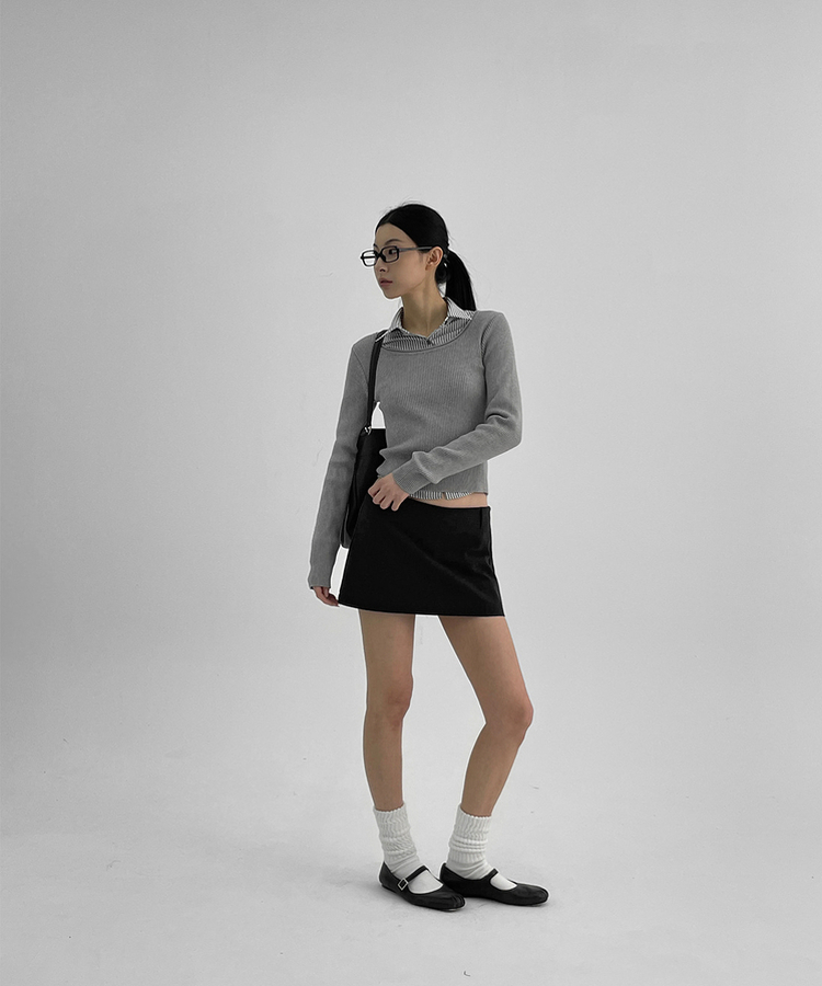 ローウエストミニスカートパンツ BLACK