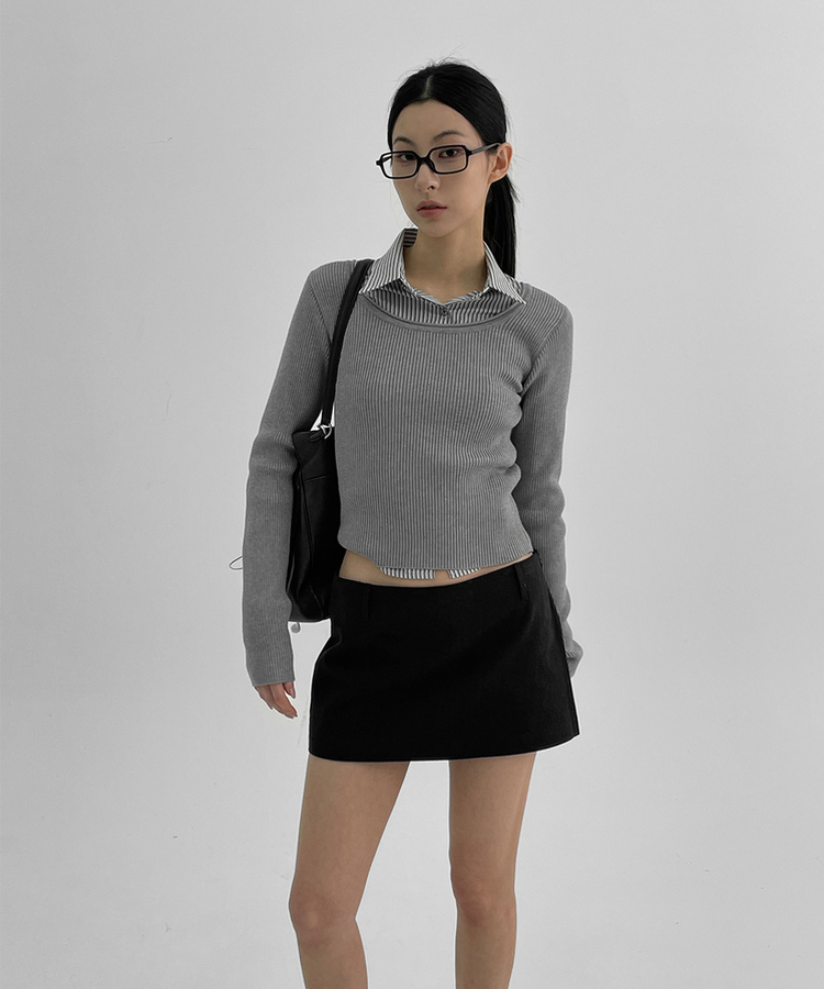 ローウエストミニスカートパンツ BLACK