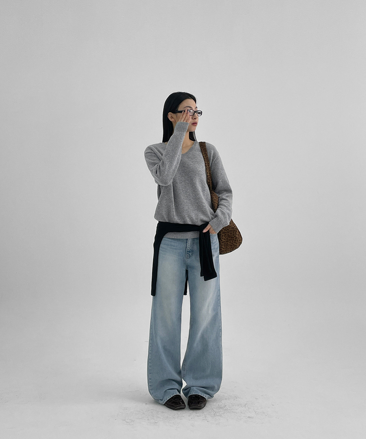 ストレートワイドデニムパンツ LIGHT BLUE