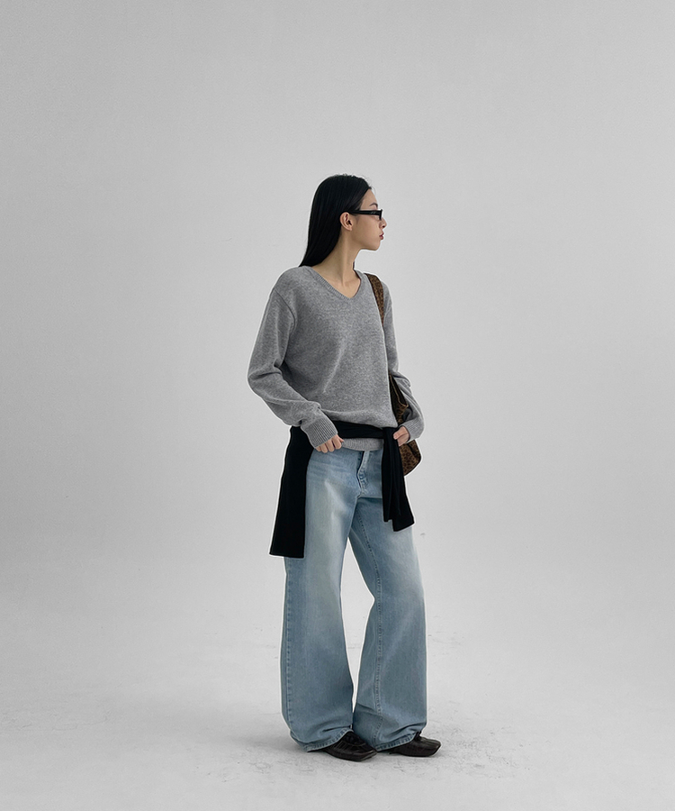 ストレートワイドデニムパンツ LIGHT BLUE