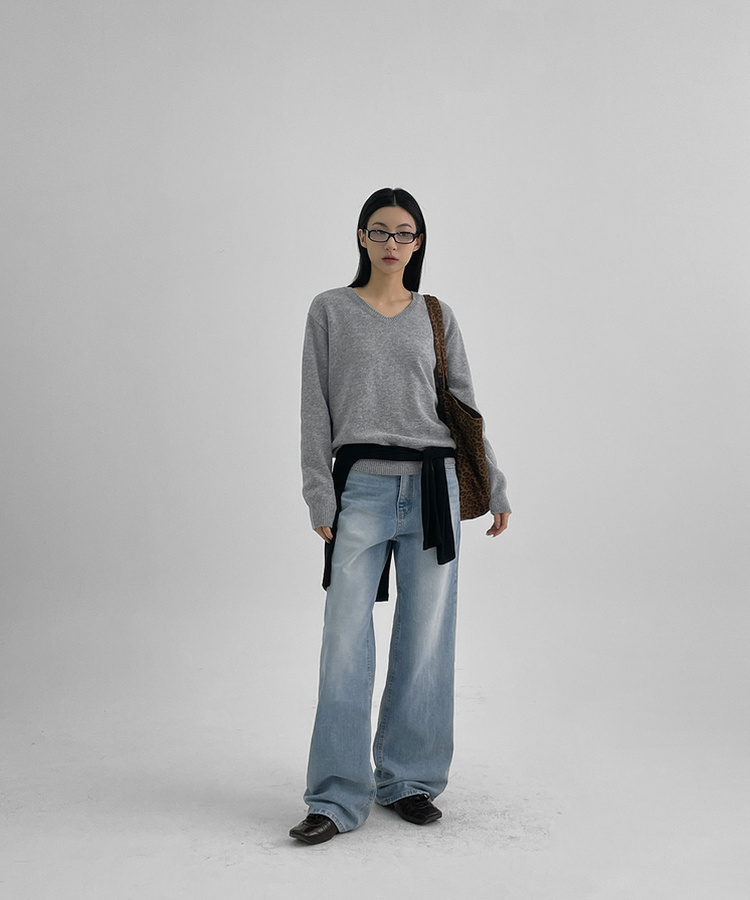 ストレートワイドデニムパンツ LIGHT BLUE