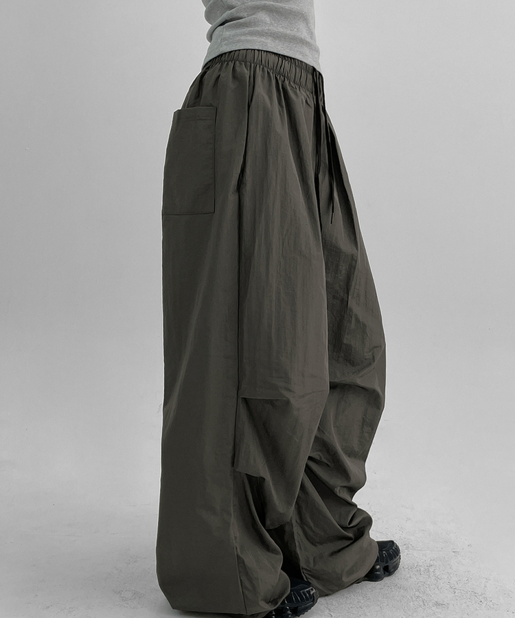ナイロンピンタックバルーンパンツ CHARCOAL