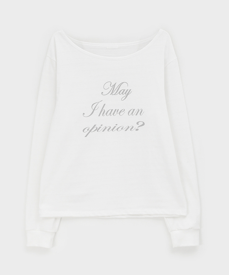 レタリングオフショルダー長袖Tシャツ