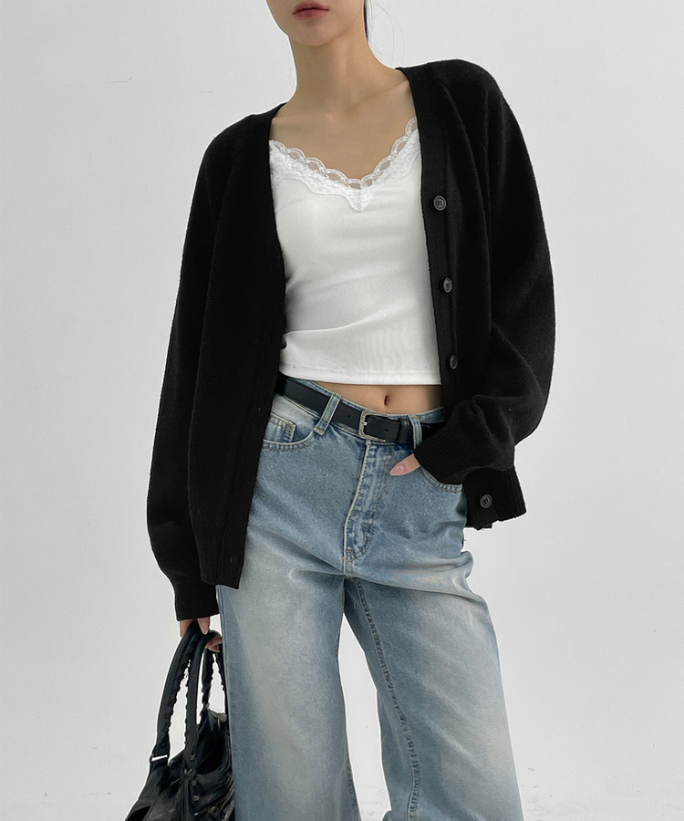 【カップ付き】セミクロップレースキャミソール WHITE