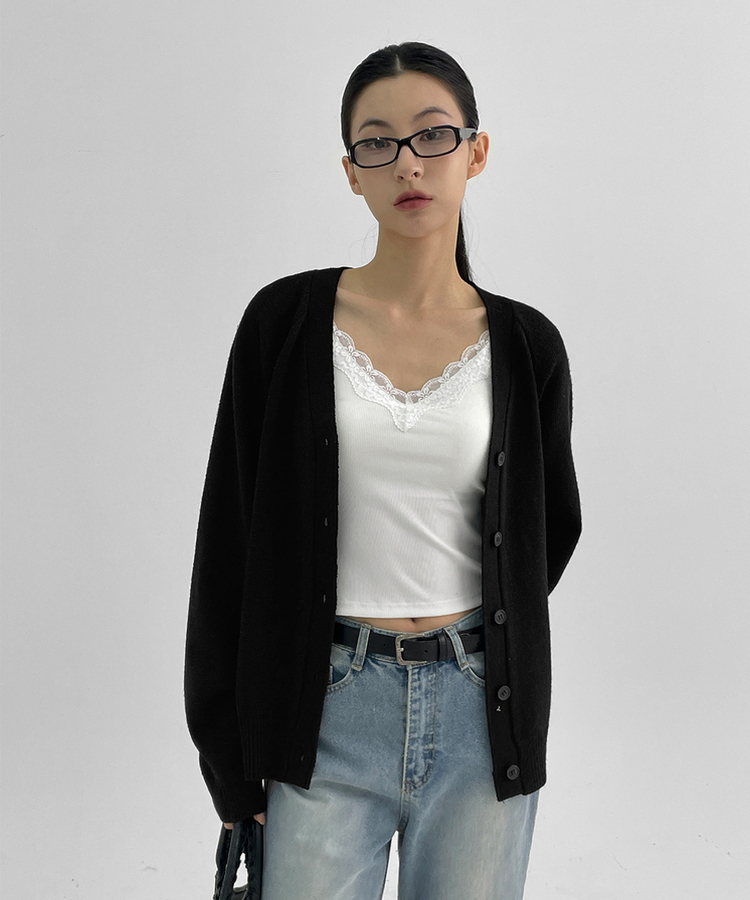 【カップ付き】セミクロップレースキャミソール WHITE