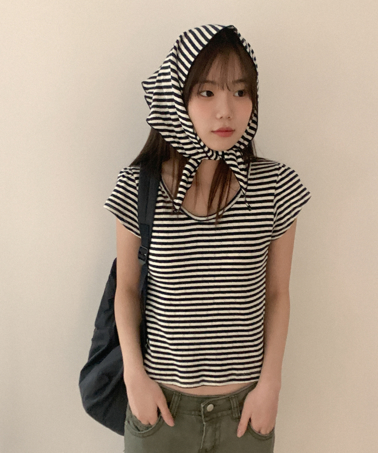 コットンストライプスカーフ NAVY