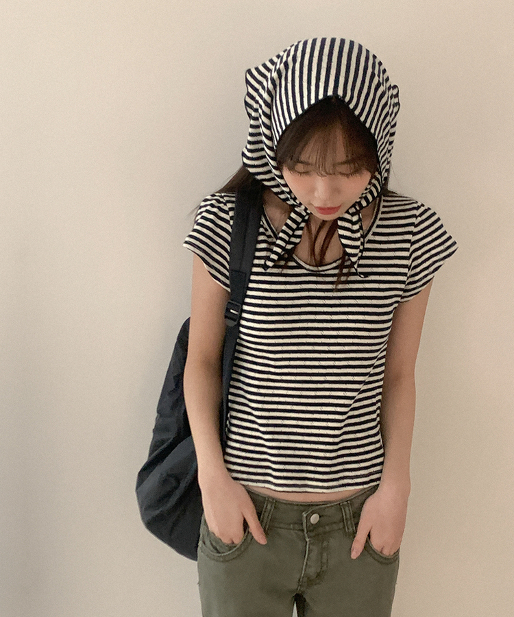 コットンストライプスカーフ NAVY