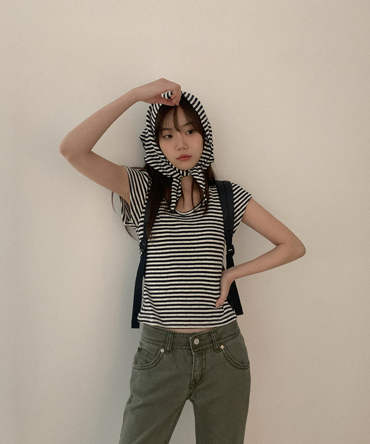 コットンストライプスカーフ NAVY