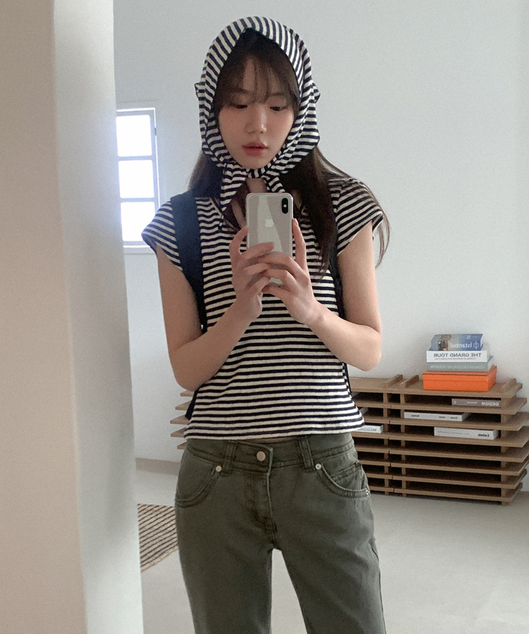 コットンストライプスカーフ NAVY