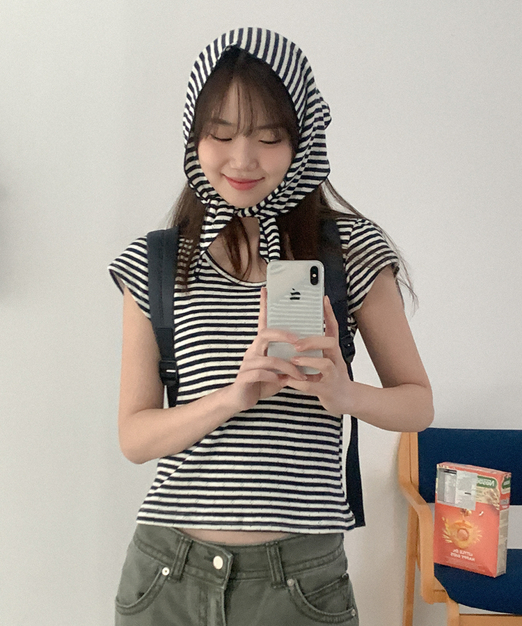 コットンストライプスカーフ NAVY