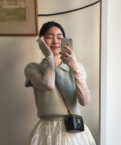 ドットレイヤードシースルー長袖Tシャツ IVORY