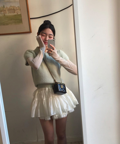 ドットレイヤードシースルー長袖Tシャツ IVORY