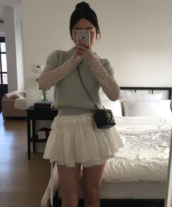 ドットレイヤードシースルー長袖Tシャツ IVORY