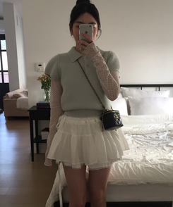 ドットレイヤードシースルー長袖Tシャツ IVORY