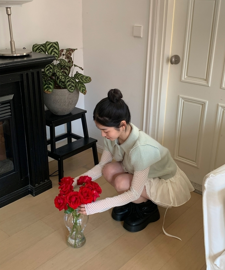 ドットレイヤードシースルー長袖Tシャツ IVORY