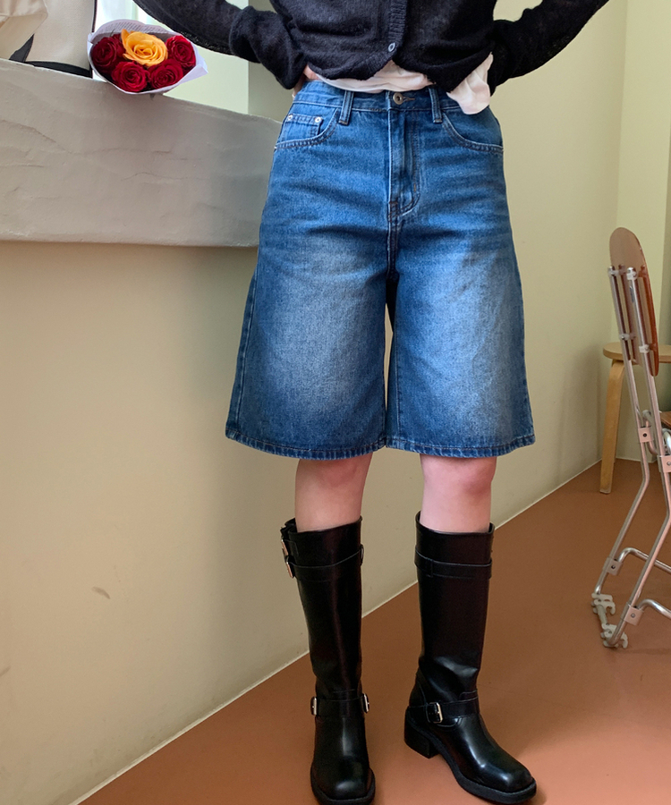 ポケットハーフデニムパンツ DARK DENIM