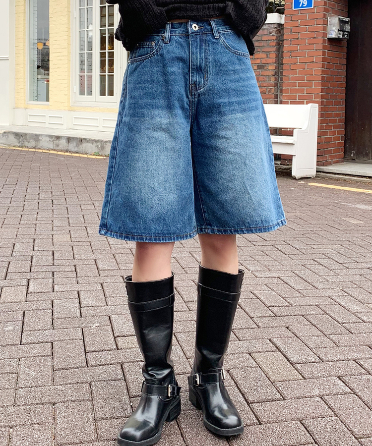 ポケットハーフデニムパンツ DARK DENIM