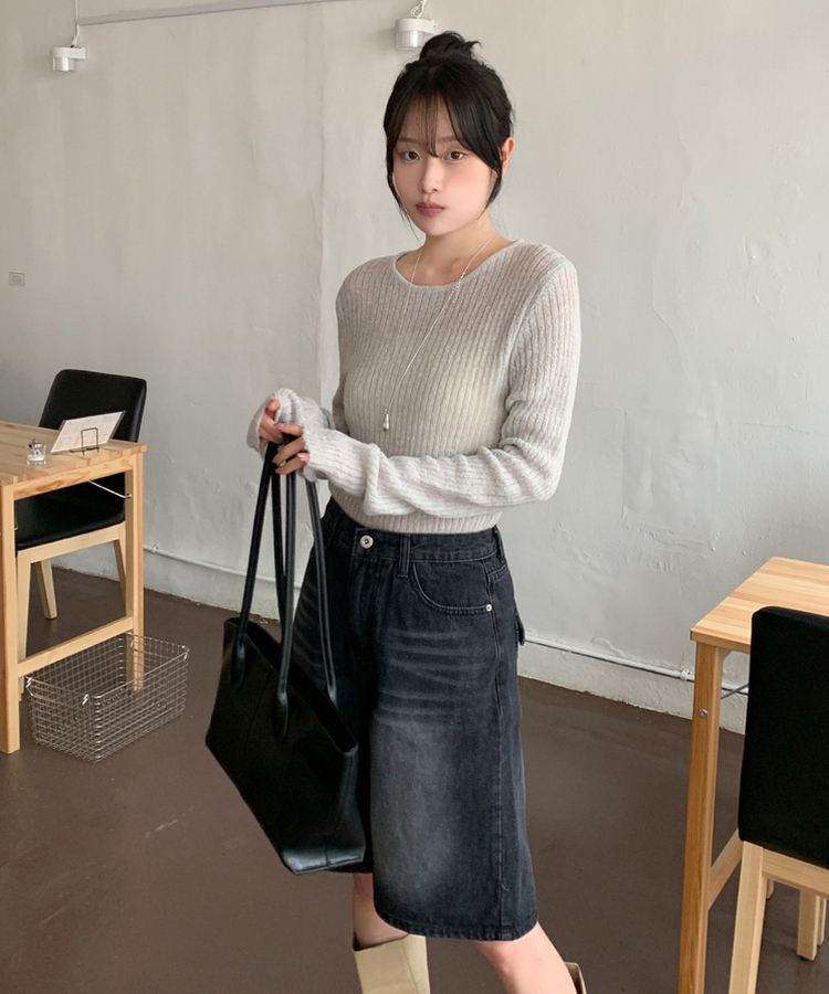 ポケットハーフデニムパンツ BLACK DENIM