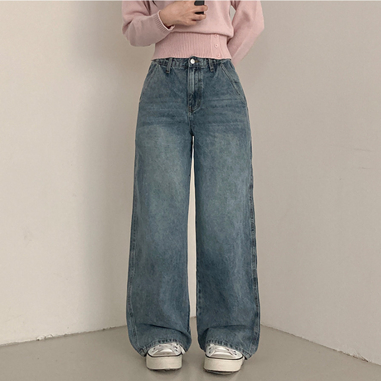 【丈別】スリットワイドデニムパンツ LIGHT DENIM