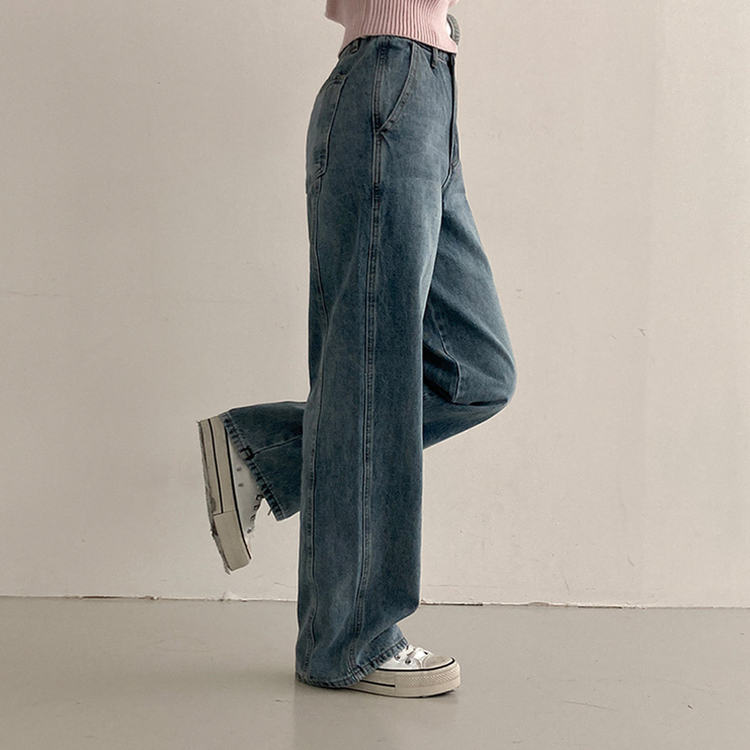 【丈別】スリットワイドデニムパンツ LIGHT DENIM