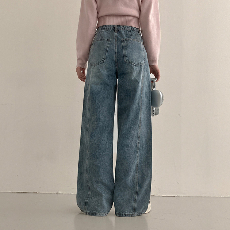 【丈別】スリットワイドデニムパンツ LIGHT DENIM