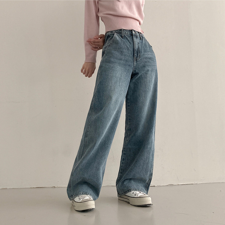 【丈別】スリットワイドデニムパンツ LIGHT DENIM