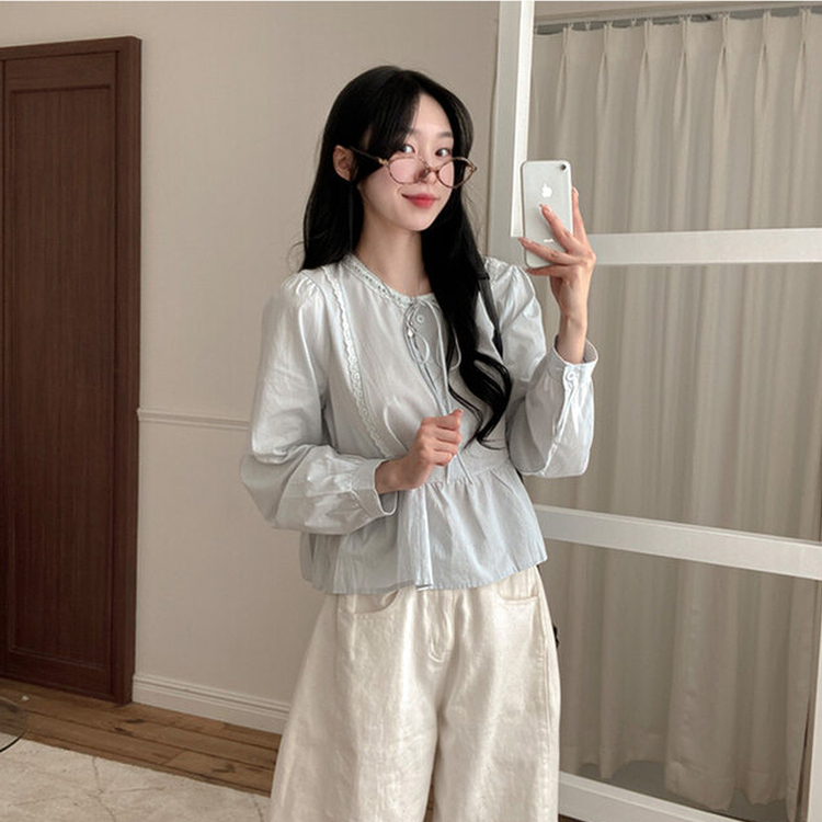 리디 리본 레이스 캉캉 블라우스 소라