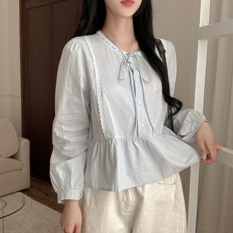 리디 리본 레이스 캉캉 블라우스 소라