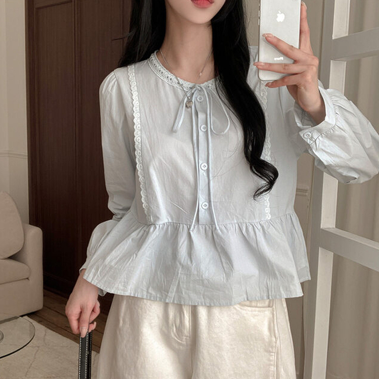 리디 리본 레이스 캉캉 블라우스 소라