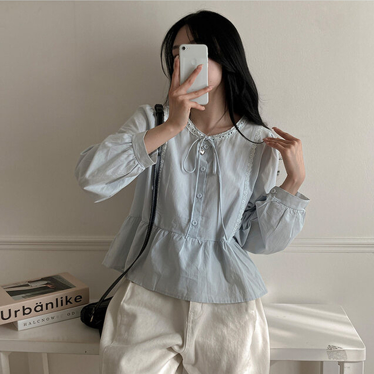 리디 리본 레이스 캉캉 블라우스 소라