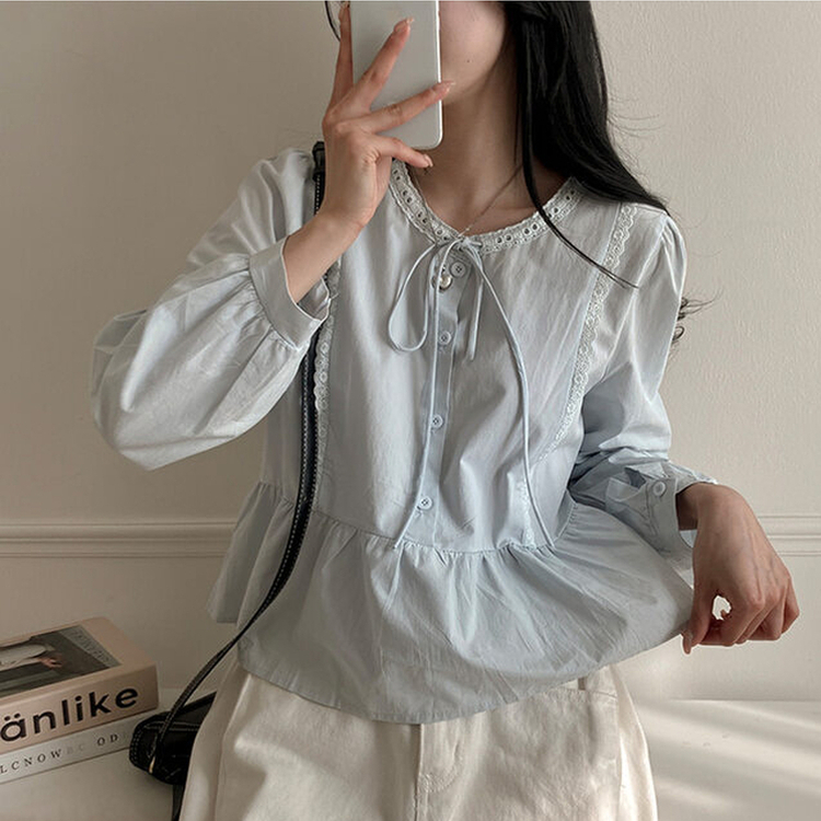 리디 리본 레이스 캉캉 블라우스 소라