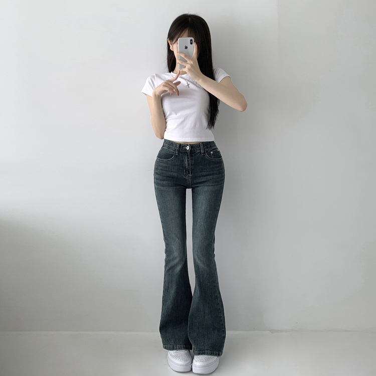 ウォッシングポケットスリムブーツカットデニムパンツ DARK DENIM
