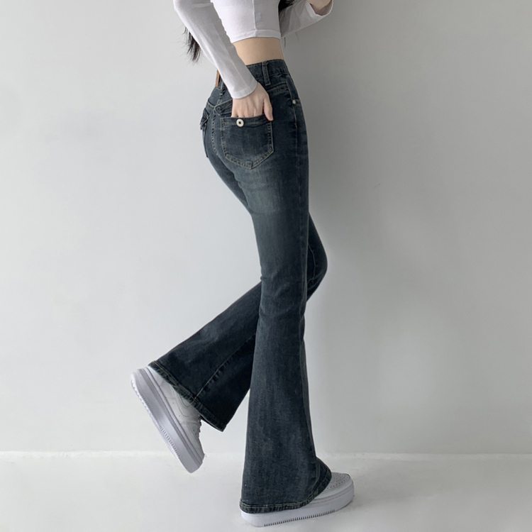 ウォッシングポケットスリムブーツカットデニムパンツ DARK DENIM