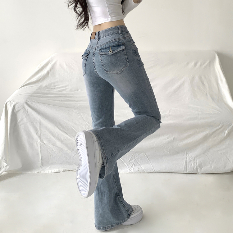 ウォッシングポケットスリムブーツカットデニムパンツ LIGHT BLUE
