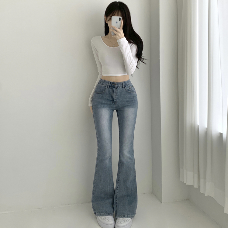 ウォッシングポケットスリムブーツカットデニムパンツ LIGHT BLUE