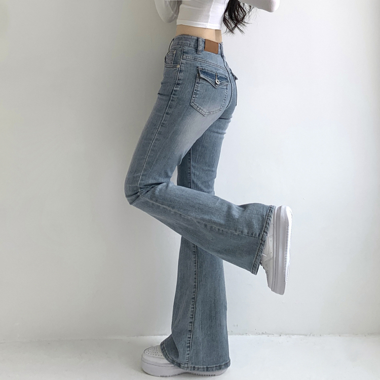 ウォッシングポケットスリムブーツカットデニムパンツ LIGHT BLUE