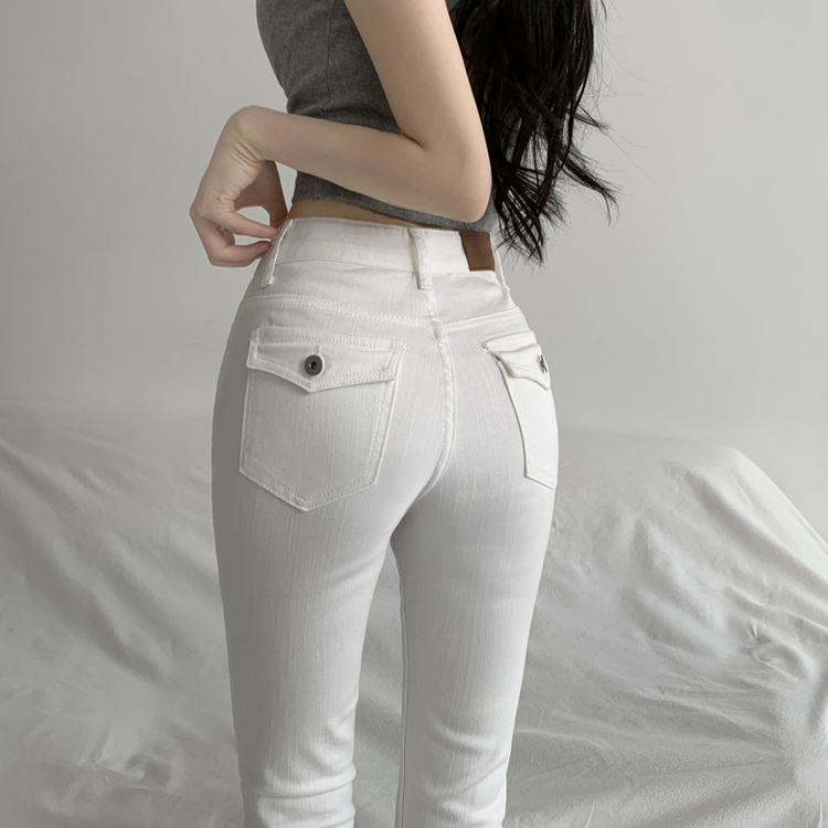 ウォッシングポケットスリムブーツカットデニムパンツ WHITE