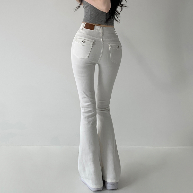 ウォッシングポケットスリムブーツカットデニムパンツ WHITE