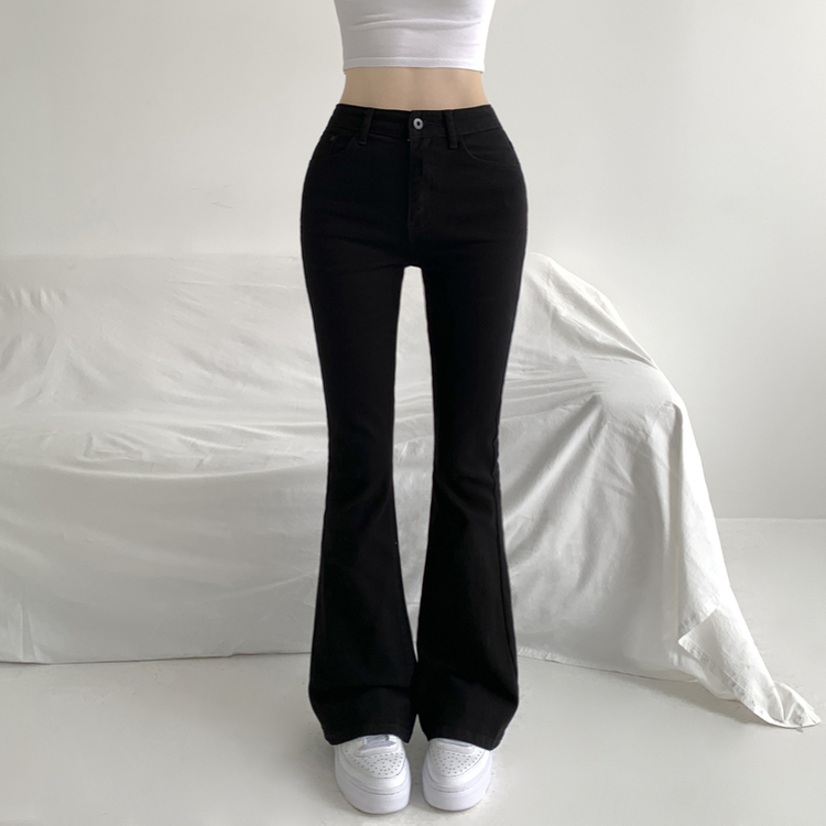 ウォッシングポケットスリムブーツカットデニムパンツ BLACK