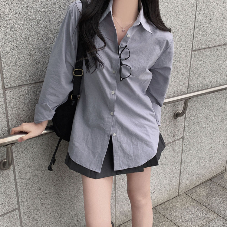 ウォッシングレイヤードルーズシャツ(5color) BLUE