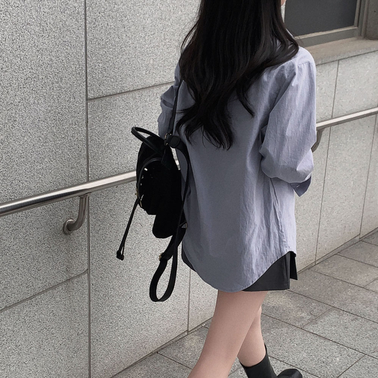 ウォッシングレイヤードルーズシャツ(5color) BLUE