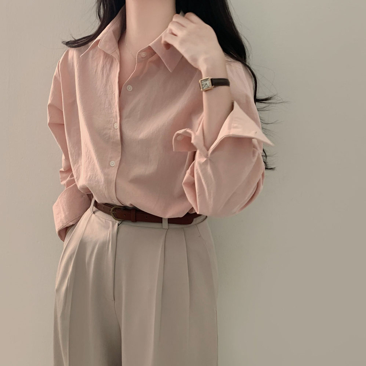 ウォッシングレイヤードルーズシャツ(5color) LIGHT PINK