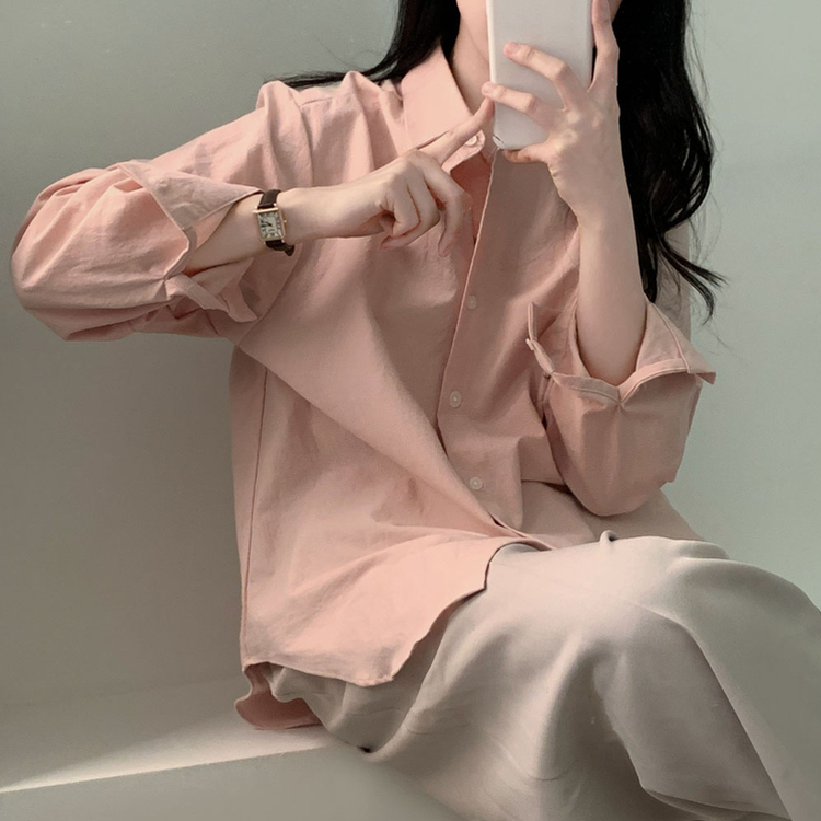 ウォッシングレイヤードルーズシャツ(5color) LIGHT PINK