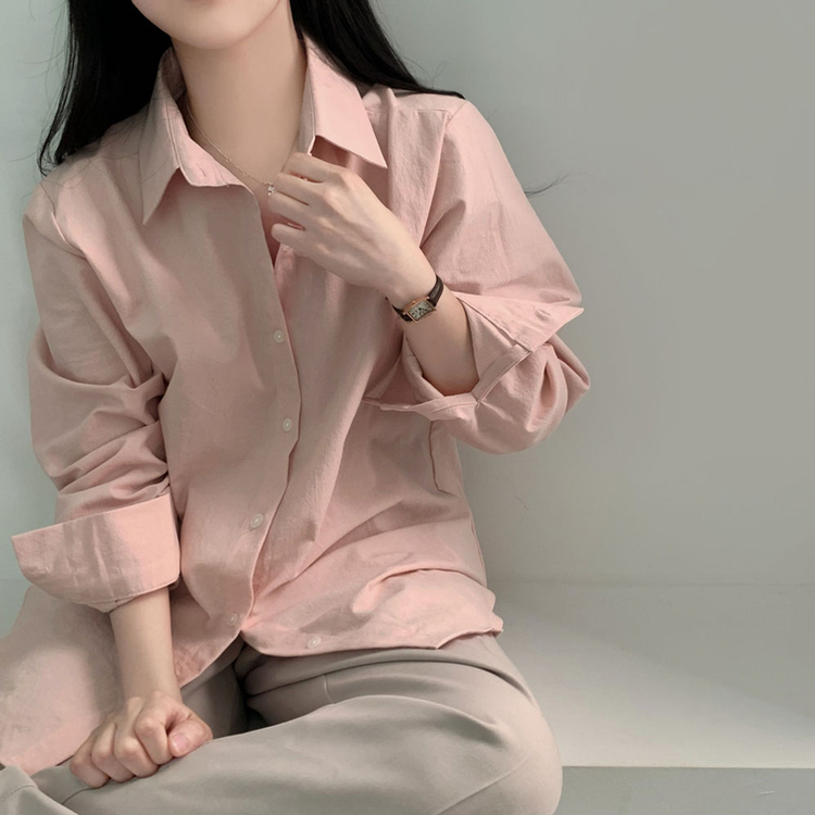 ウォッシングレイヤードルーズシャツ(5color) LIGHT PINK