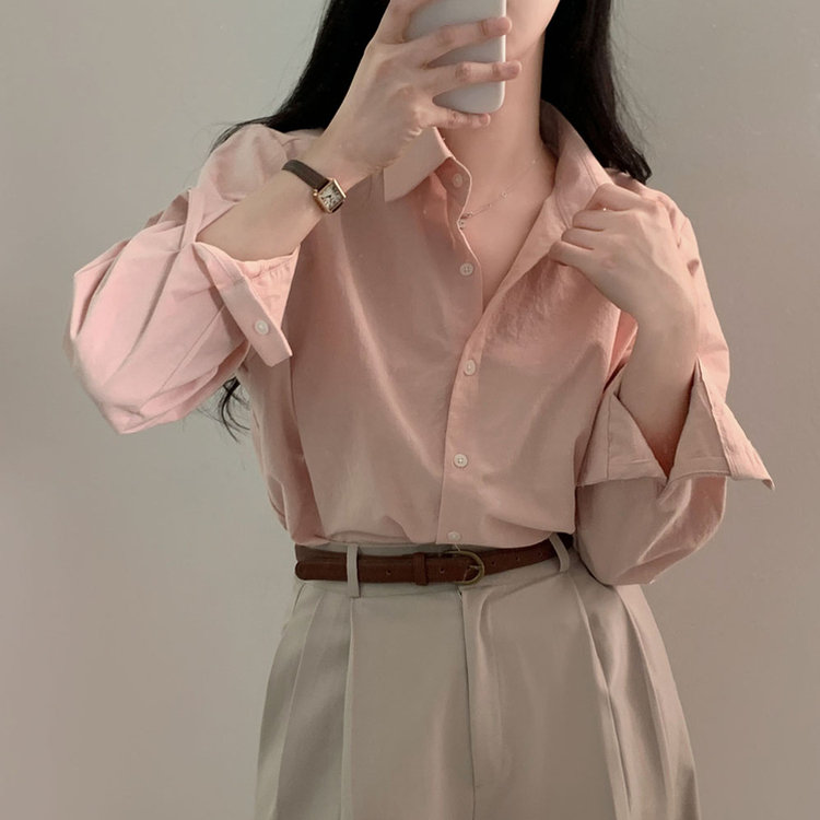 ウォッシングレイヤードルーズシャツ(5color) LIGHT PINK