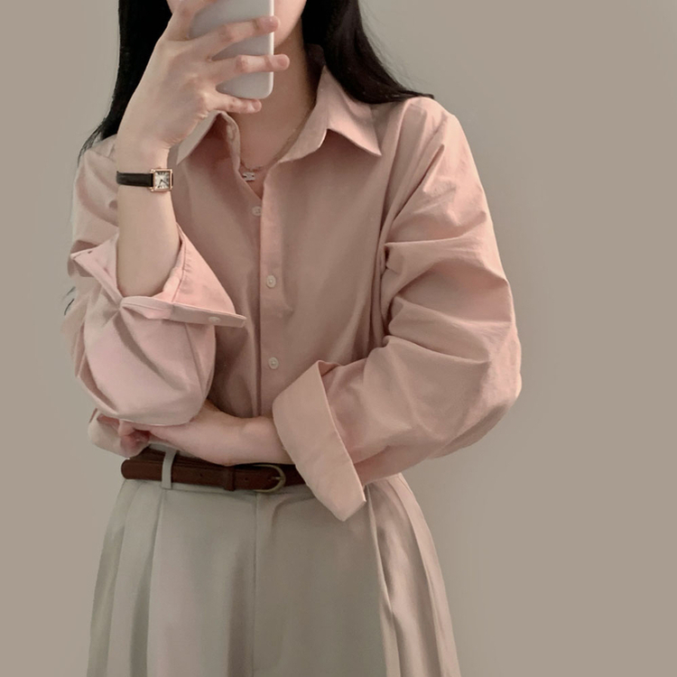 ウォッシングレイヤードルーズシャツ(5color) LIGHT PINK