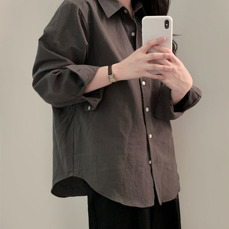 ウォッシングレイヤードルーズシャツ(5color) CHARCOAL