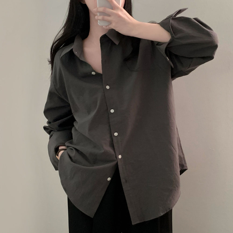 ウォッシングレイヤードルーズシャツ(5color) CHARCOAL